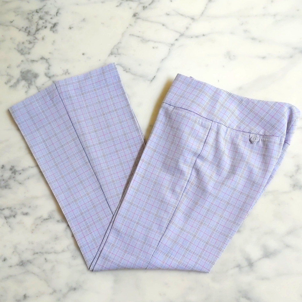 NWOT. Vintage Express Design Studio Rayon Blended Lightweight Plaid Flare Pants.